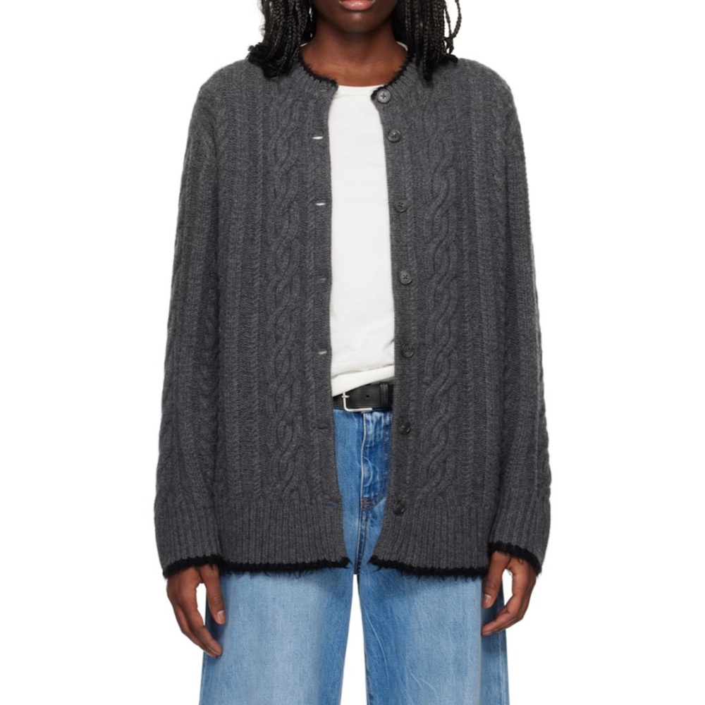 Guest In Residence Rosella Gray Cable Knit Cardigan